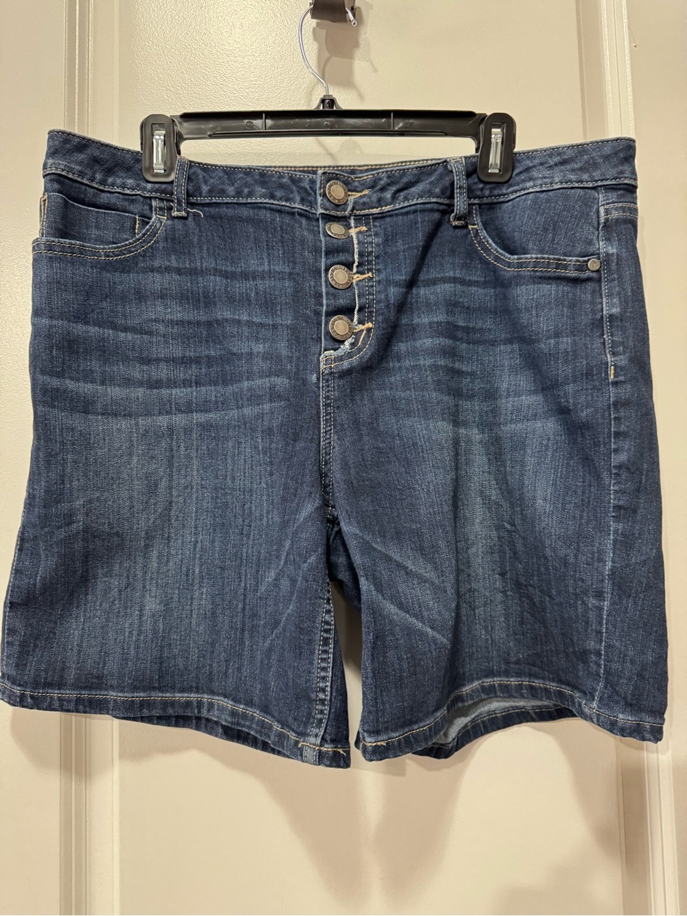 Classic Dark Wash Denim Shorts - Button Front W18”, R 10” - Picture 4 of 9